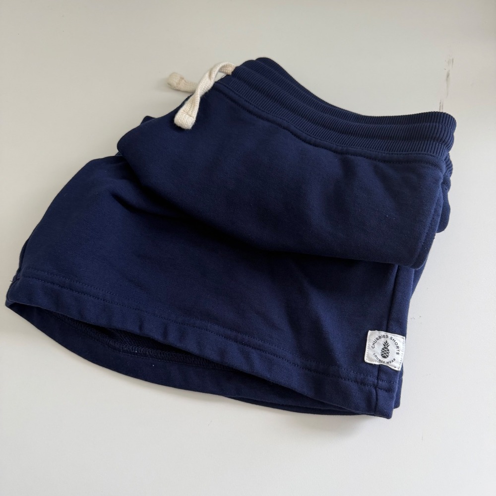 Chubbies Mens Navy Blue French Terry Lounge Shorts Large Pineapple Logo